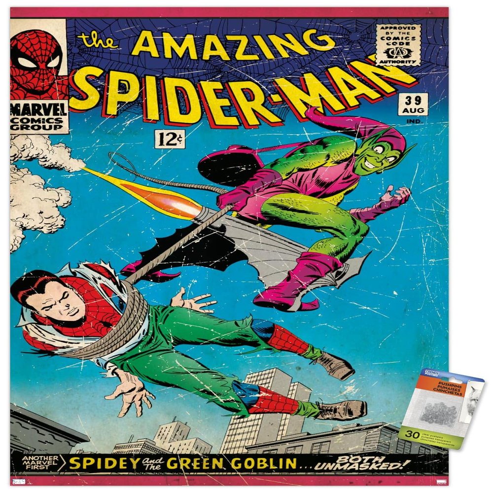 Trends International Marvel Comics Spider-Man - Amazing Spider-Man #39 Wall Poster, 22.37" x 34.00", Premium Poster & Push Pin Bundle