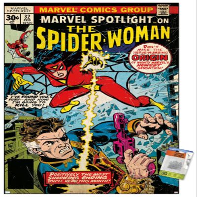 Trends International Marvel Comics Spider-Woman - Spider-Woman #32 Wall Poster, 22.37" x 34.00", Premium Poster & Push Pin Bundle