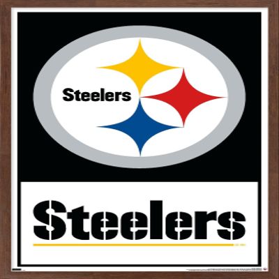 NFL Pittsburgh Steelers - Logo 21 Wall Poster, 22.4L" x 14.7W", Mahogany Framed Version