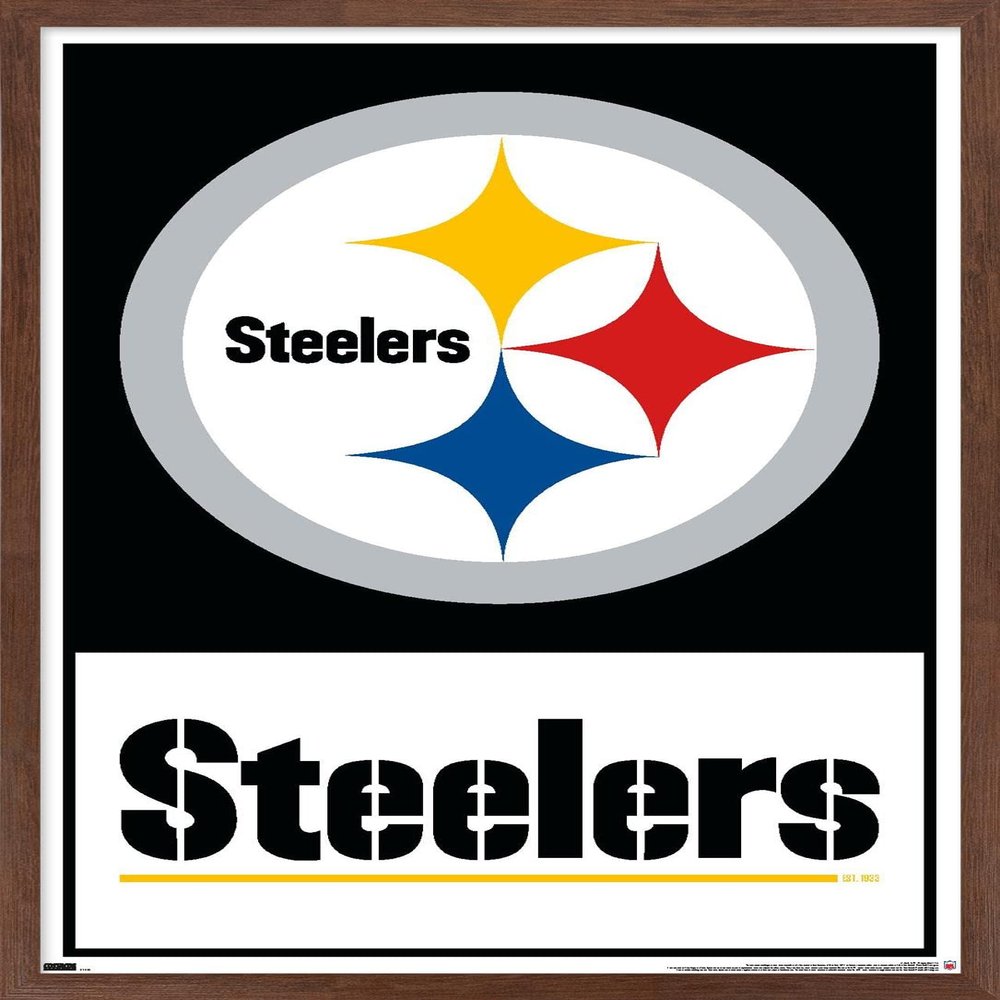 NFL Pittsburgh Steelers - Logo 21 Wall Poster, 22.4L" x 14.7W", Mahogany Framed Version