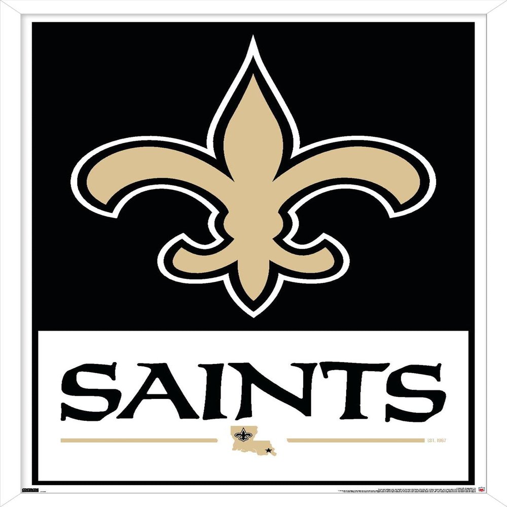 Trends International NFL New Orleans Saints - Logo 21 Wall Poster, 34L x 22.4W, White Framed Version