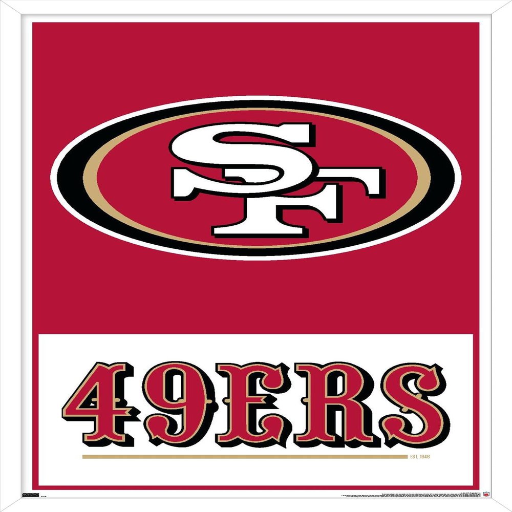 NFL San Francisco 49ers - Logo 21 Wall Poster, 22.4L" x 14.7W", White Framed Version