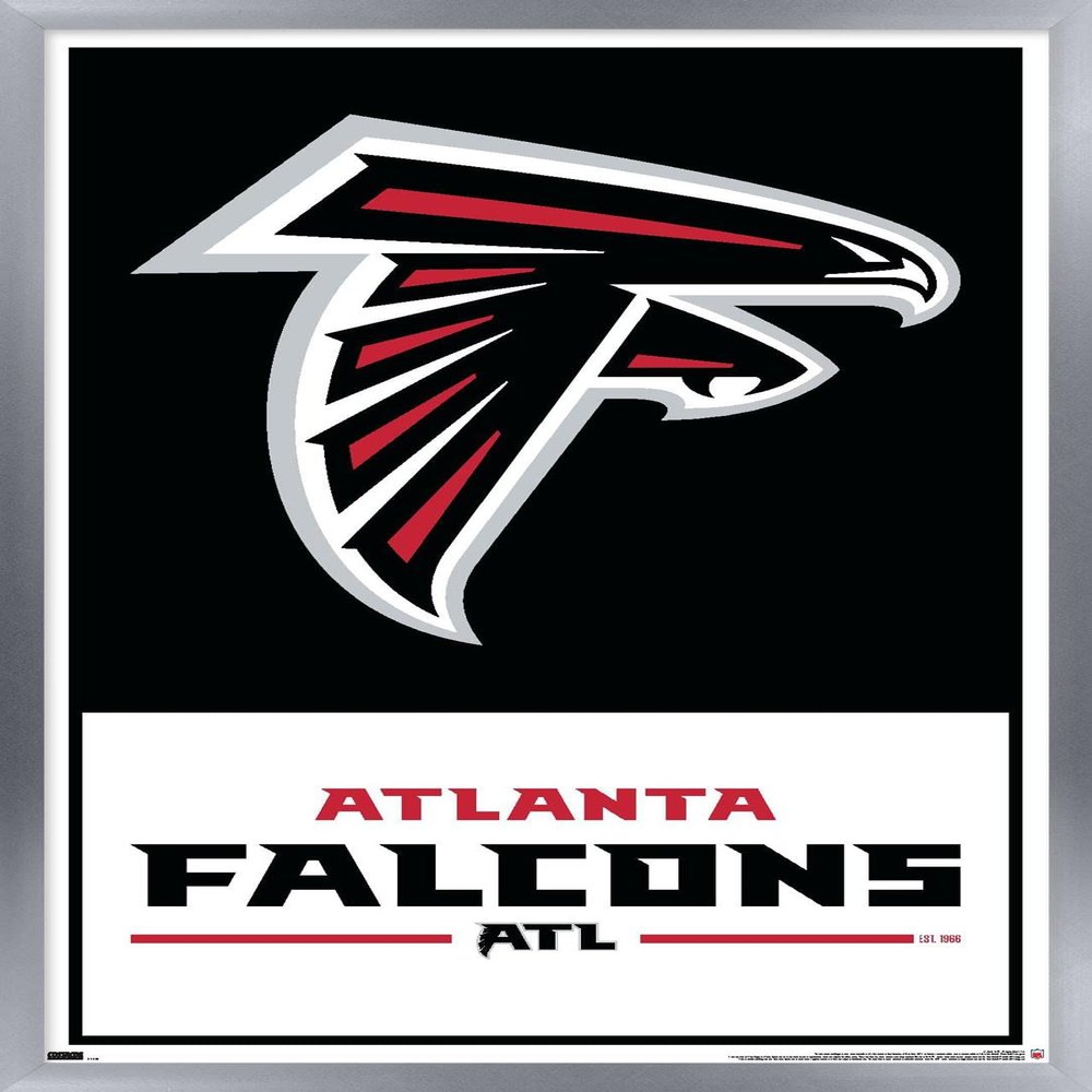 Trends International NFL Atlanta Falcons - Logo 21 Wall Poster, 22.4L x 14.7W, Silver Framed Version