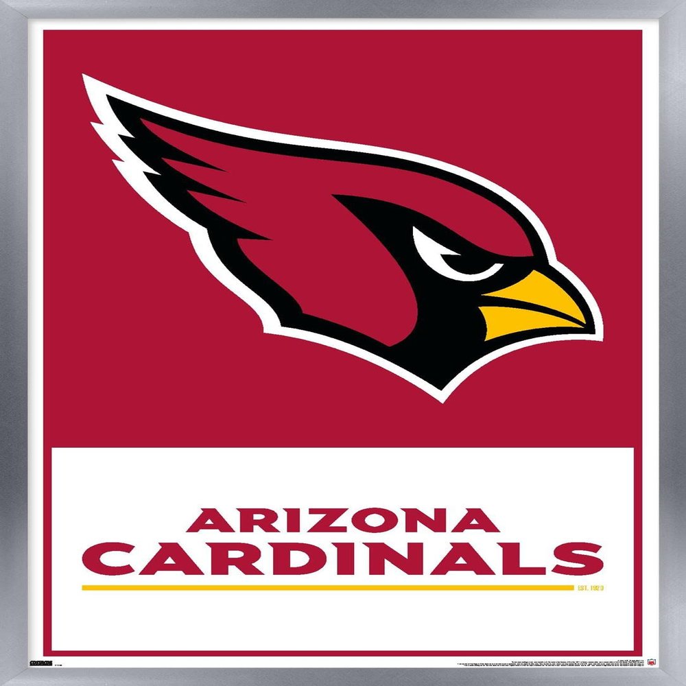 Trends International NFL Arizona Cardinals - Logo 21 Wall Poster, 22.4L x 14.7W, Silver Framed Version