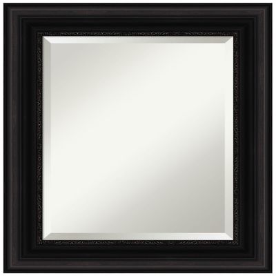 Amanti Art Black Wall Mirror 26x22 Parlor Black Rectangle Bathroom Mirror for Wall Decor Living Room, Small Traditional Frame, Hangs Horizonally and Vertically, Bathroom Decor, Beveled Edge