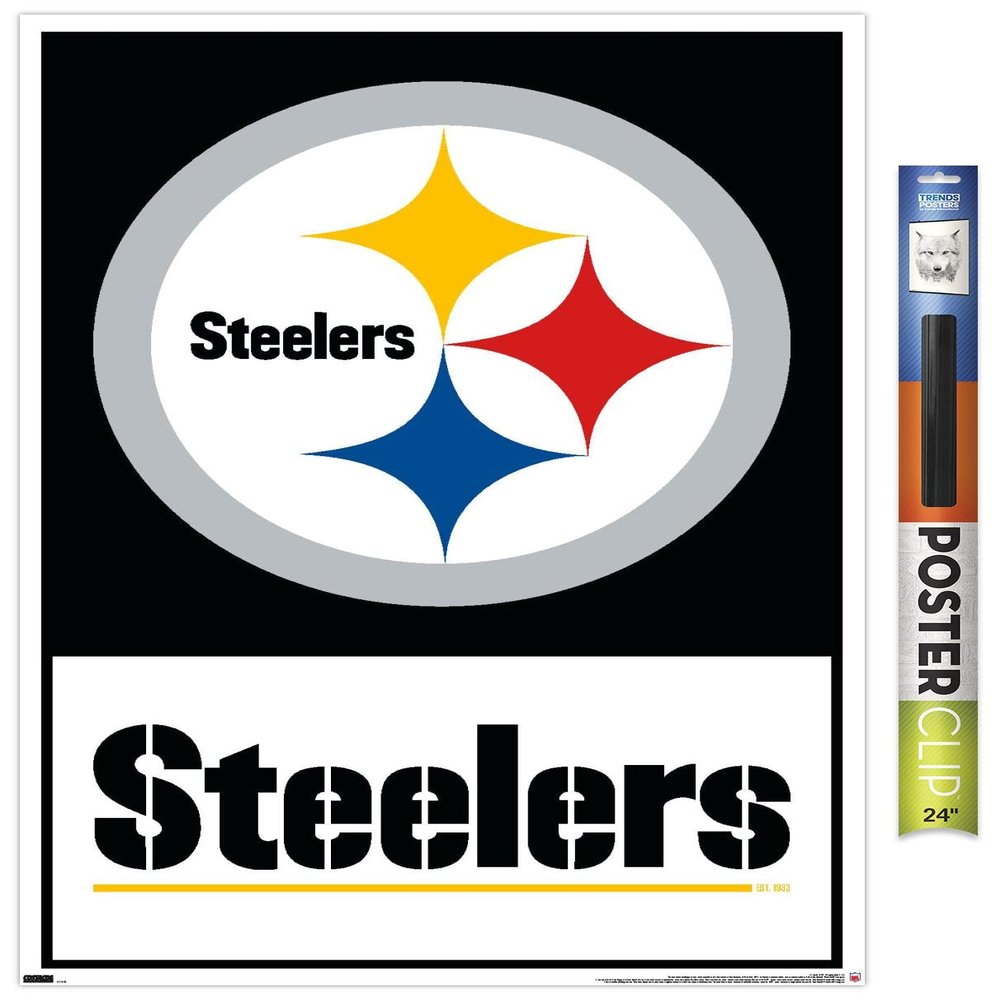 NFL Pittsburgh Steelers - Logo 21 Wall Poster, 34L" x 22.4W", Premium Poster & Clip Bundle
