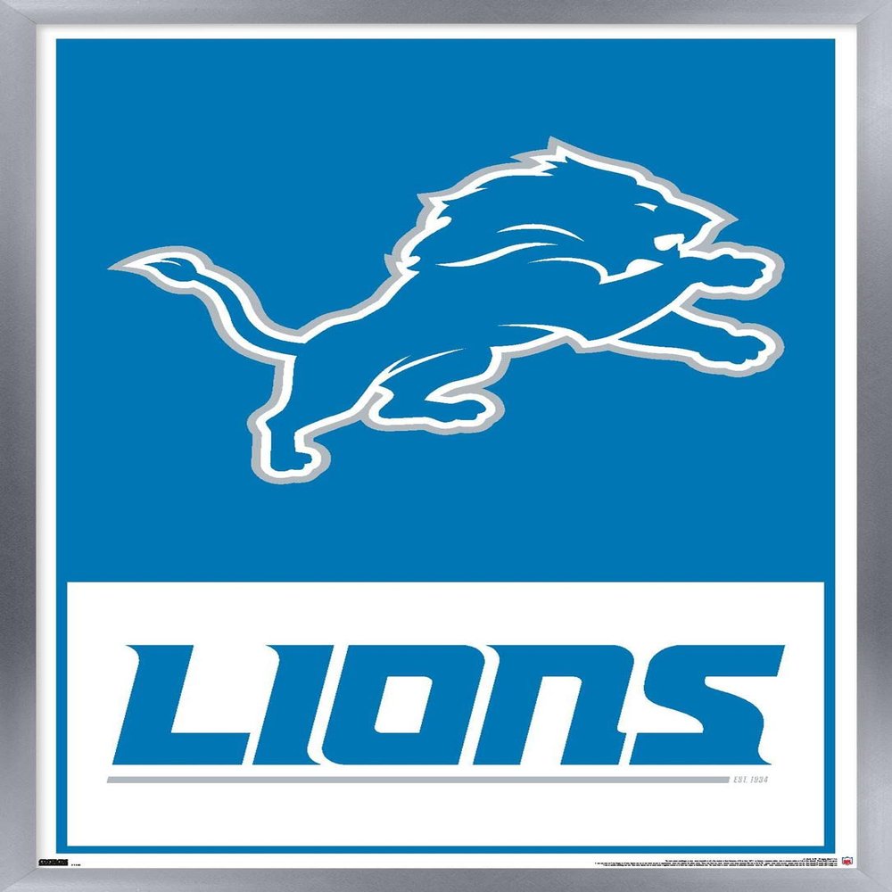 NFL Detroit Lions - Logo 21 Wall Poster, 34L" x 22.4W", Silver Framed Version