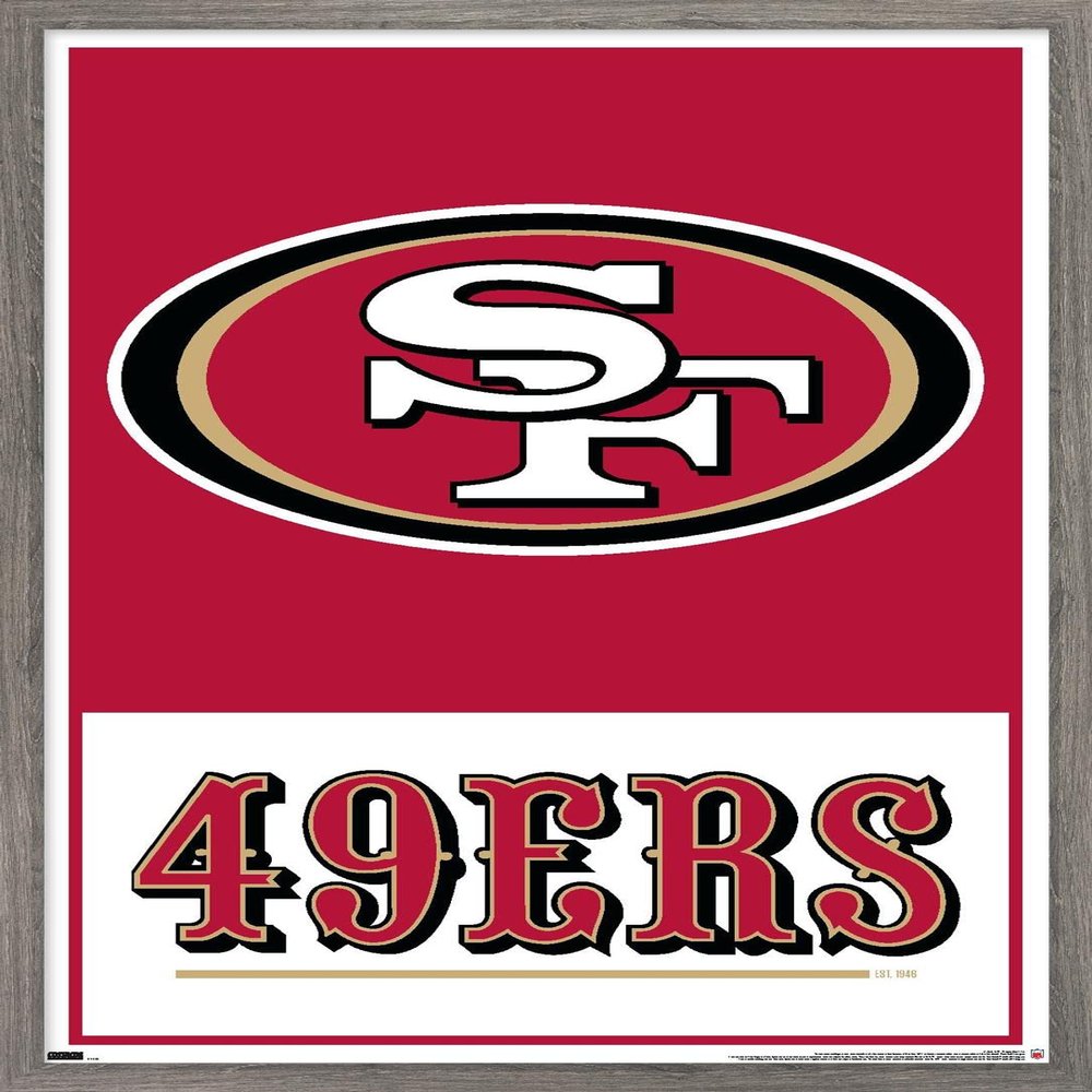 NFL San Francisco 49ers - Logo 21 Wall Poster, 34L" x 22.4W", Barnwood Framed Version