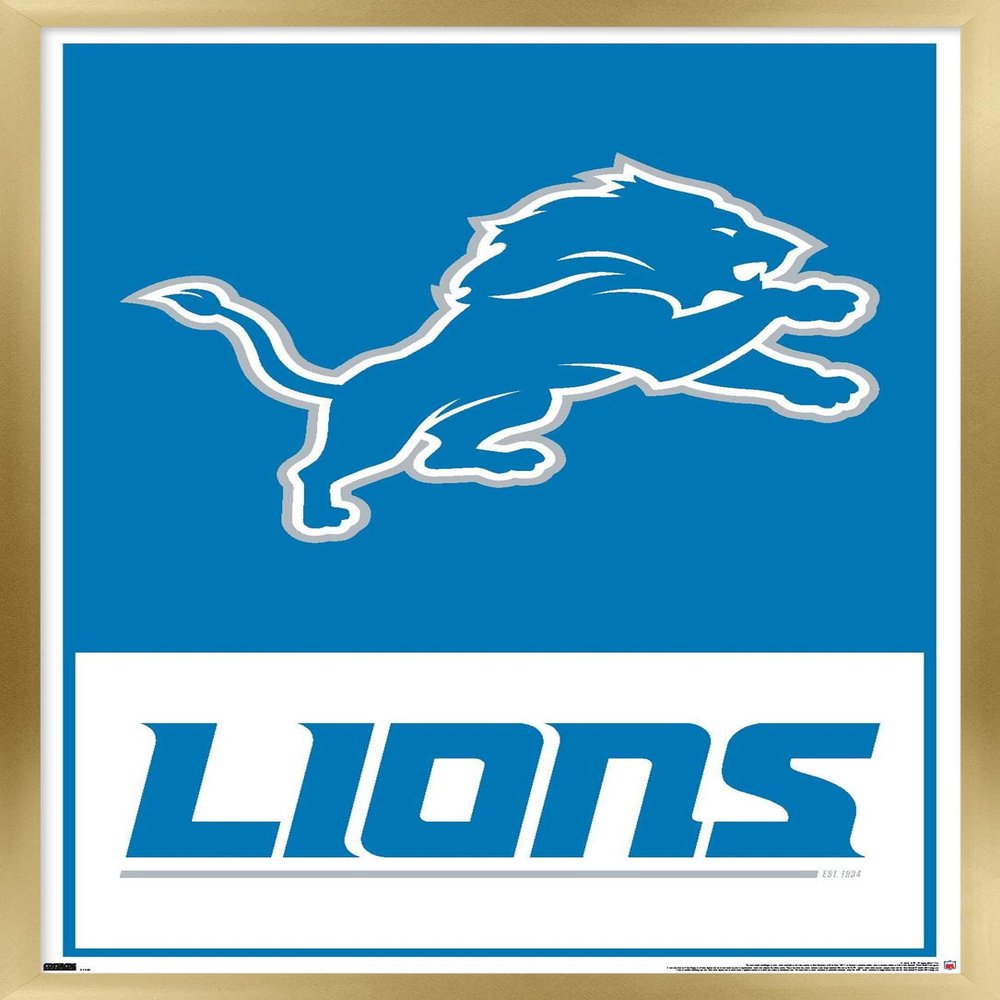 NFL Detroit Lions - Logo 21 Wall Poster, 34L" x 22.4W", Gold Framed Version