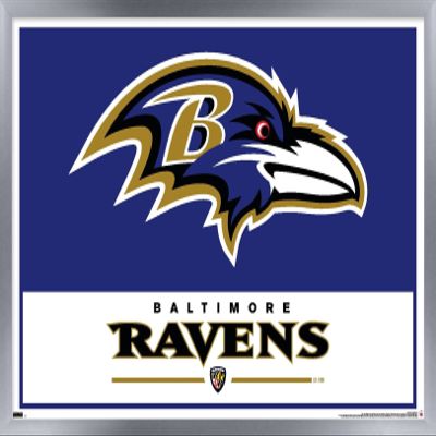 NFL Baltimore Ravens - Logo 21 Wall Poster, 22.4L" x 14.7W", Silver Framed Version