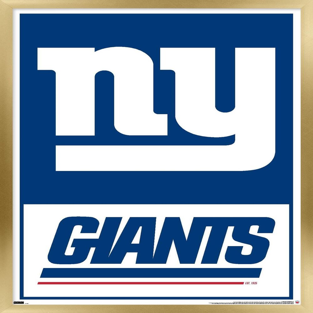 Trends International NFL New York Giants - Logo 21 Wall Poster, 34L x 22.4W, Gold Framed Version