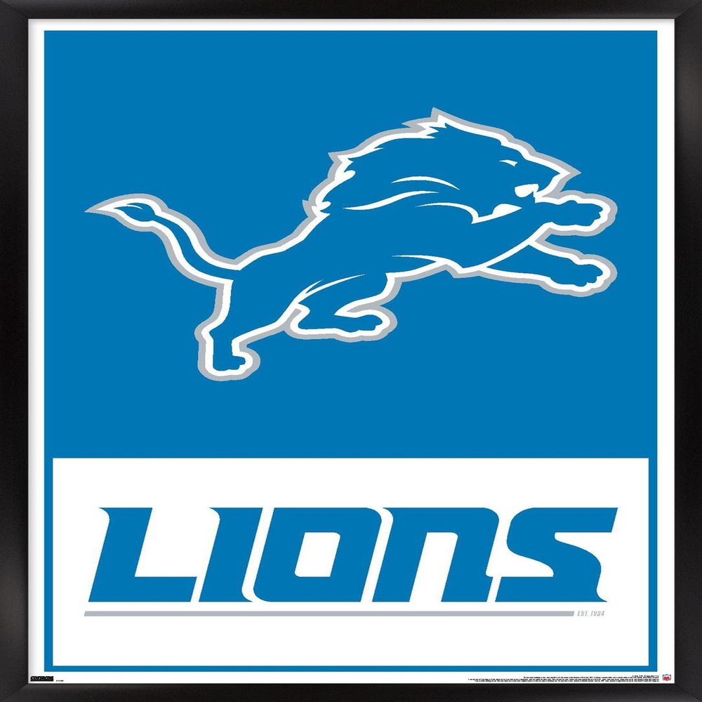 NFL Detroit Lions - Logo 21 Wall Poster, 34L" x 22.4W", Black Framed Version
