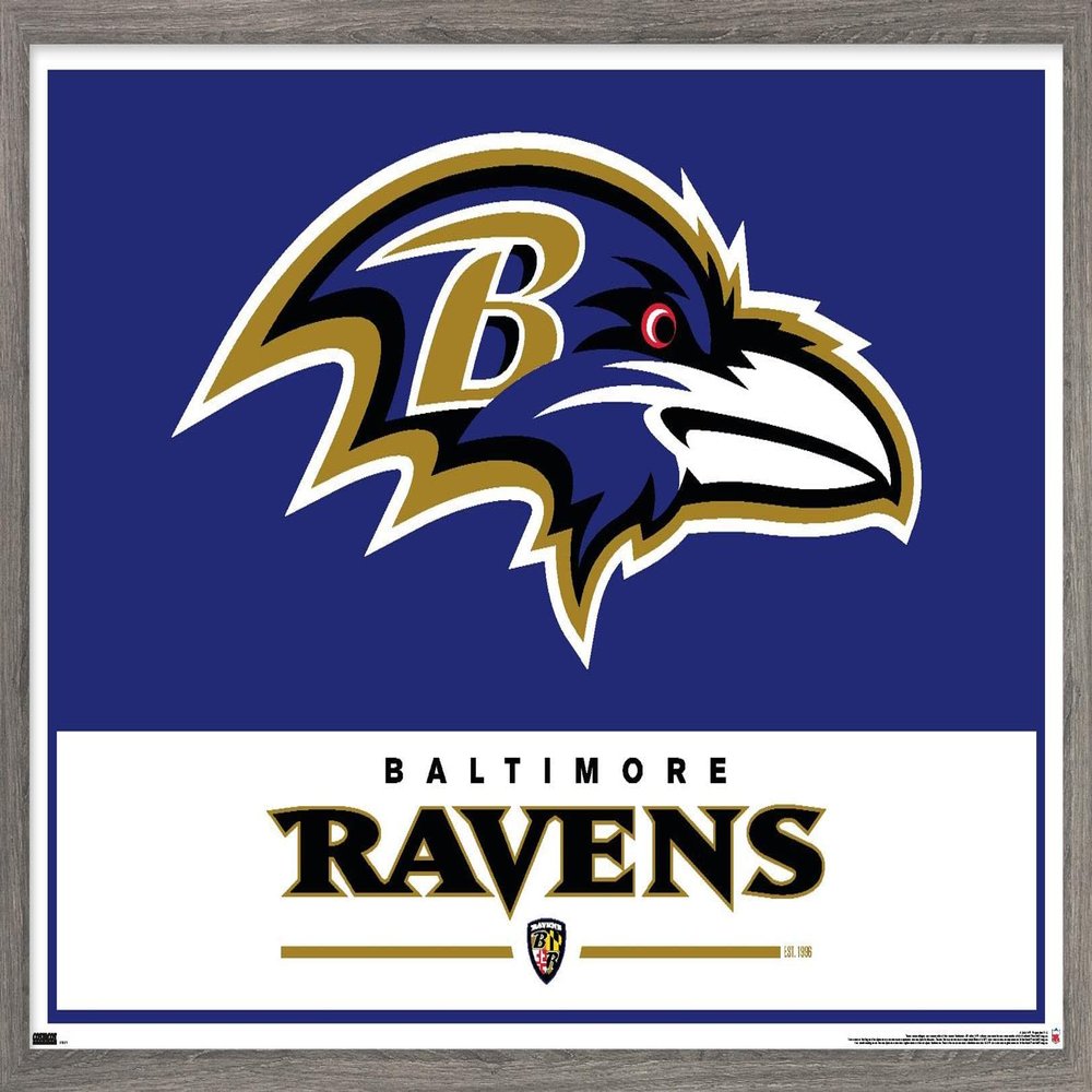 NFL Baltimore Ravens - Logo 21 Wall Poster, 34L" x 22.4W", Barnwood Framed Version