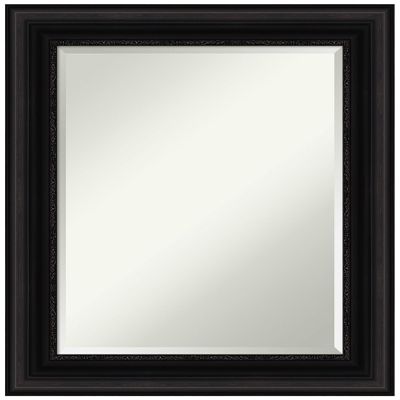 Amanti Art Black Wall Mirror 30x24 Parlor Black Rectangle Bathroom Mirror for Wall Decor Living Room, Medium Traditional Frame, Hangs Horizonally and Vertically, Bathroom Decor, Beveled Edge