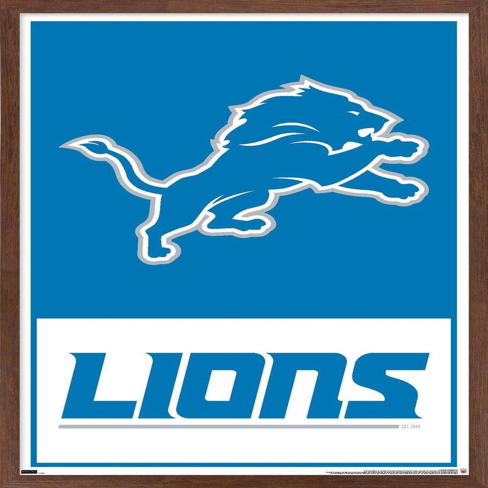 NFL Detroit Lions - Logo 21 Wall Poster, 34L" x 22.4W", Mahogany Framed Version