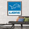 NFL Detroit Lions - Logo 21 Wall Poster, 34L" x 22.4W", Mahogany Framed Version view 2