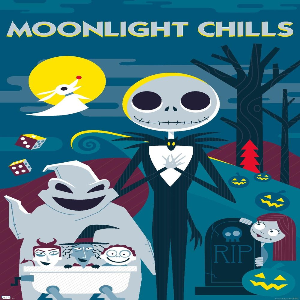 Trends International Disney Tim Burton's The Nightmare Before Christmas - Moonlight Chills Wall Poster, 34L x 22.4W, Premium Unframed Version