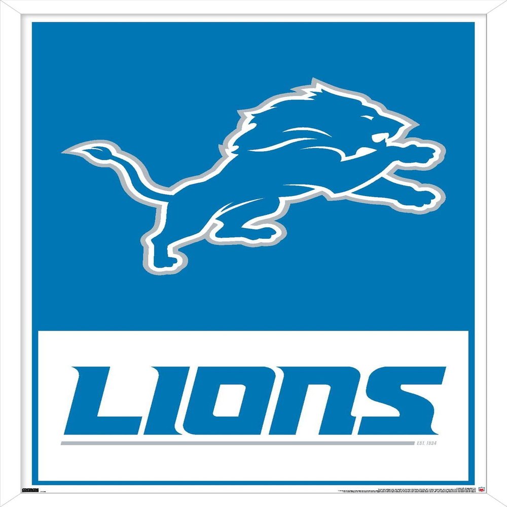 NFL Detroit Lions - Logo 21 Wall Poster, 34L" x 22.4W", White Framed Version