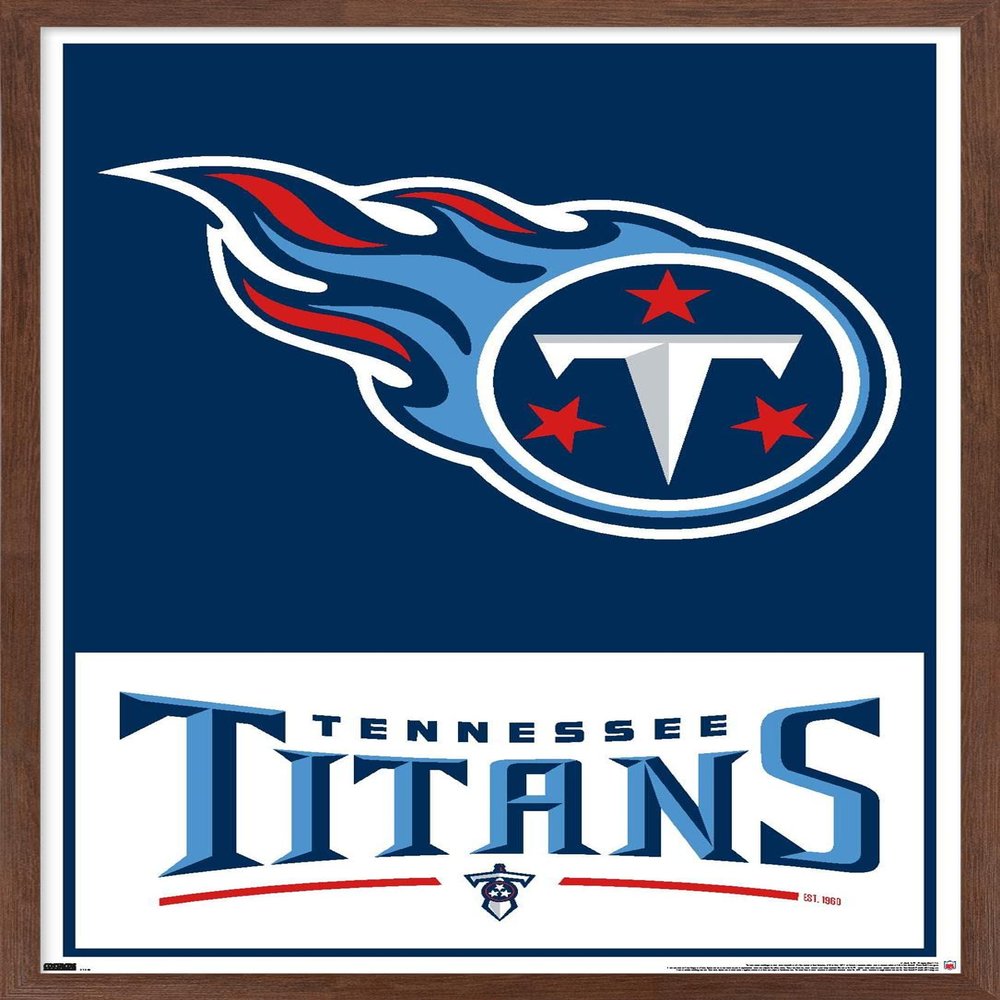 NFL Tennessee Titans - Logo 21 Wall Poster, 34L" x 22.4W", Mahogany Framed Version