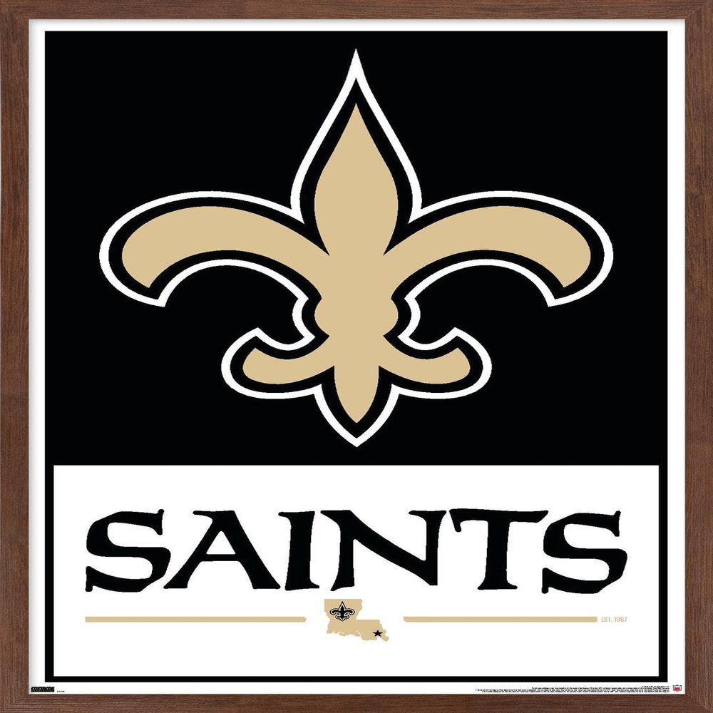 Trends International NFL New Orleans Saints - Logo 21 Wall Poster, 34L x 22.4W, Mahogany Framed Version