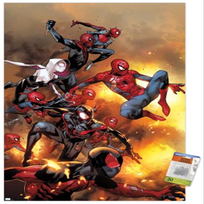 Trends International Marvel Comics Spider-Verse - The Amazing Spider-Man #13 Wall Poster, 22.37" x 34.00", Premium Poster & Push Pin Bundle