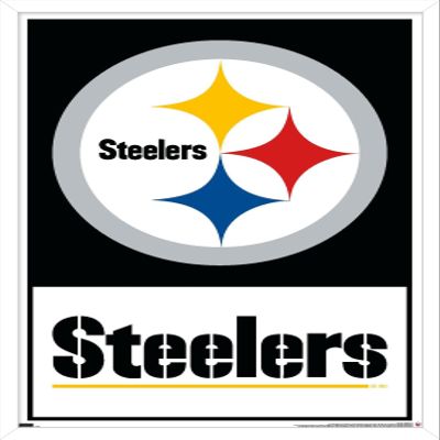 NFL Pittsburgh Steelers - Logo 21 Wall Poster, 22.4L" x 14.7W", White Framed Version