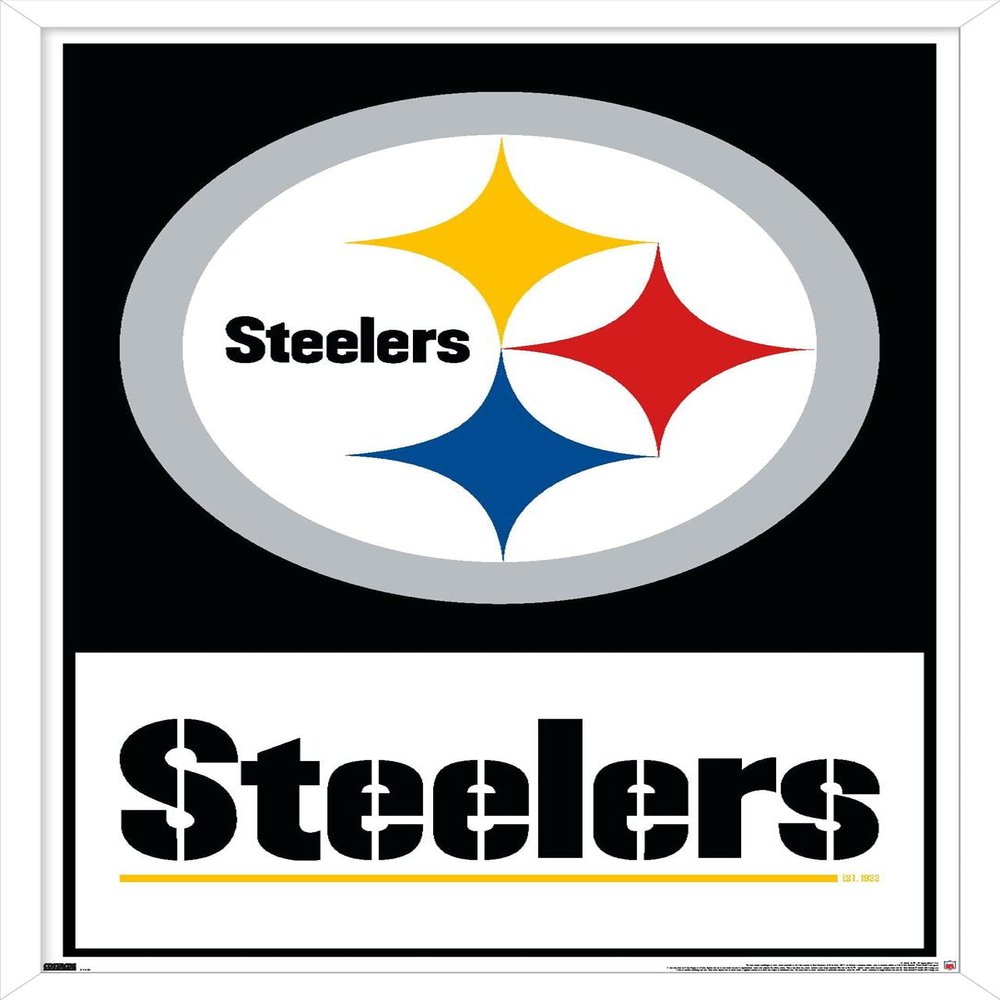 NFL Pittsburgh Steelers - Logo 21 Wall Poster, 22.4L" x 14.7W", White Framed Version