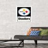 NFL Pittsburgh Steelers - Logo 21 Wall Poster, 22.4L" x 14.7W", White Framed Version view 2