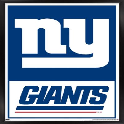 Trends International NFL New York Giants - Logo 21 Wall Poster, 34L x 22.4W, Black Framed Version