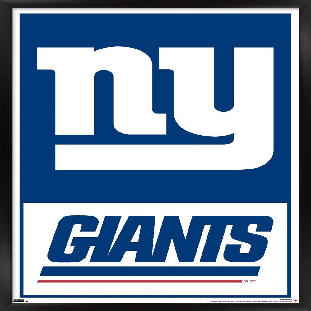 Trends International NFL New York Giants - Logo 21 Wall Poster, 34L x 22.4W, Black Framed Version