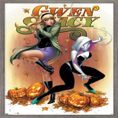 Trends International Marvel Comics Ghost Spider - Gwen Stacy #1 Wall Poster, 22.4L x 14.7W, Barnwood Framed Version