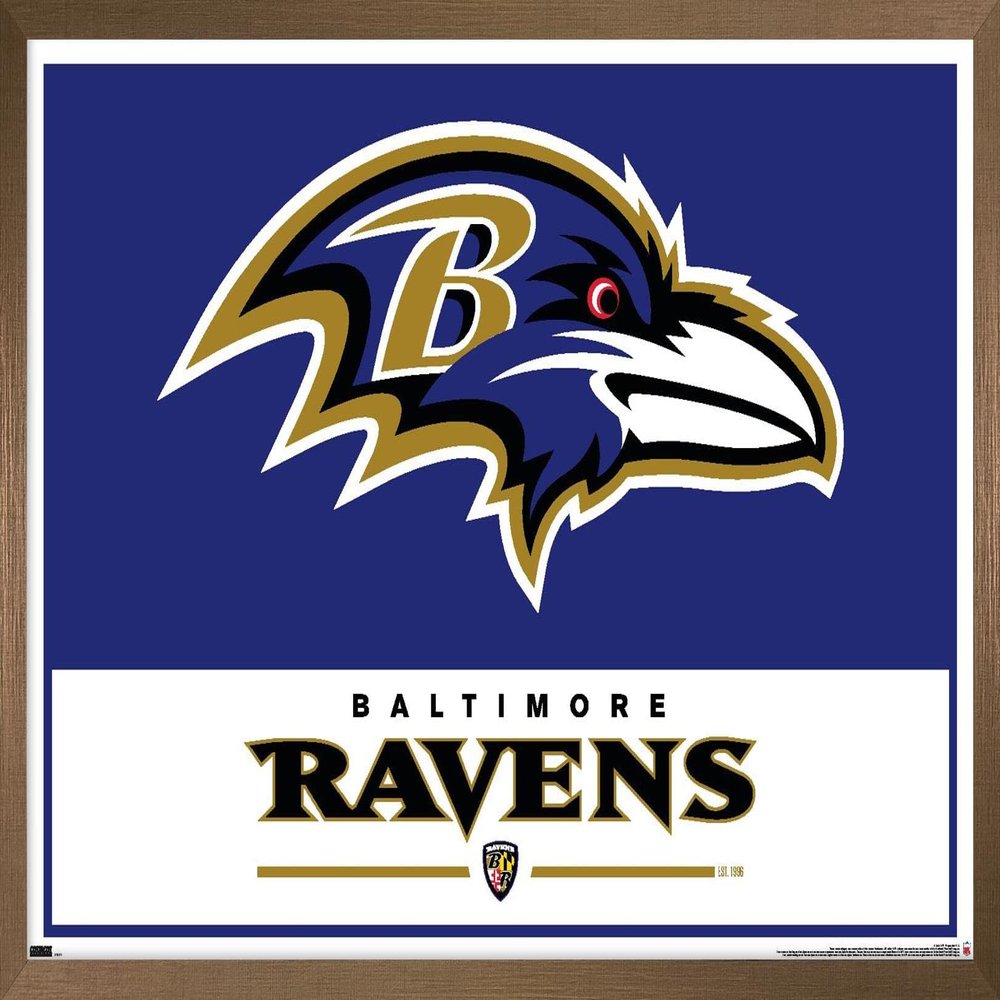 NFL Baltimore Ravens - Logo 21 Wall Poster, 34L" x 22.4W", Bronze Framed Version