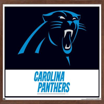 Trends International NFL Carolina Panthers - Logo 21 Wall Poster, 34L x 22.4W, Mahogany Framed Version