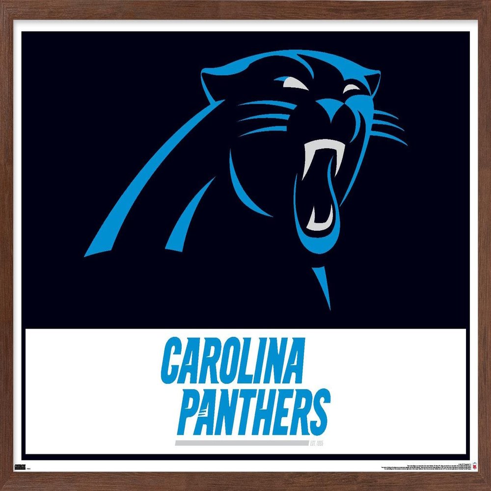 Trends International NFL Carolina Panthers - Logo 21 Wall Poster, 34L x 22.4W, Mahogany Framed Version