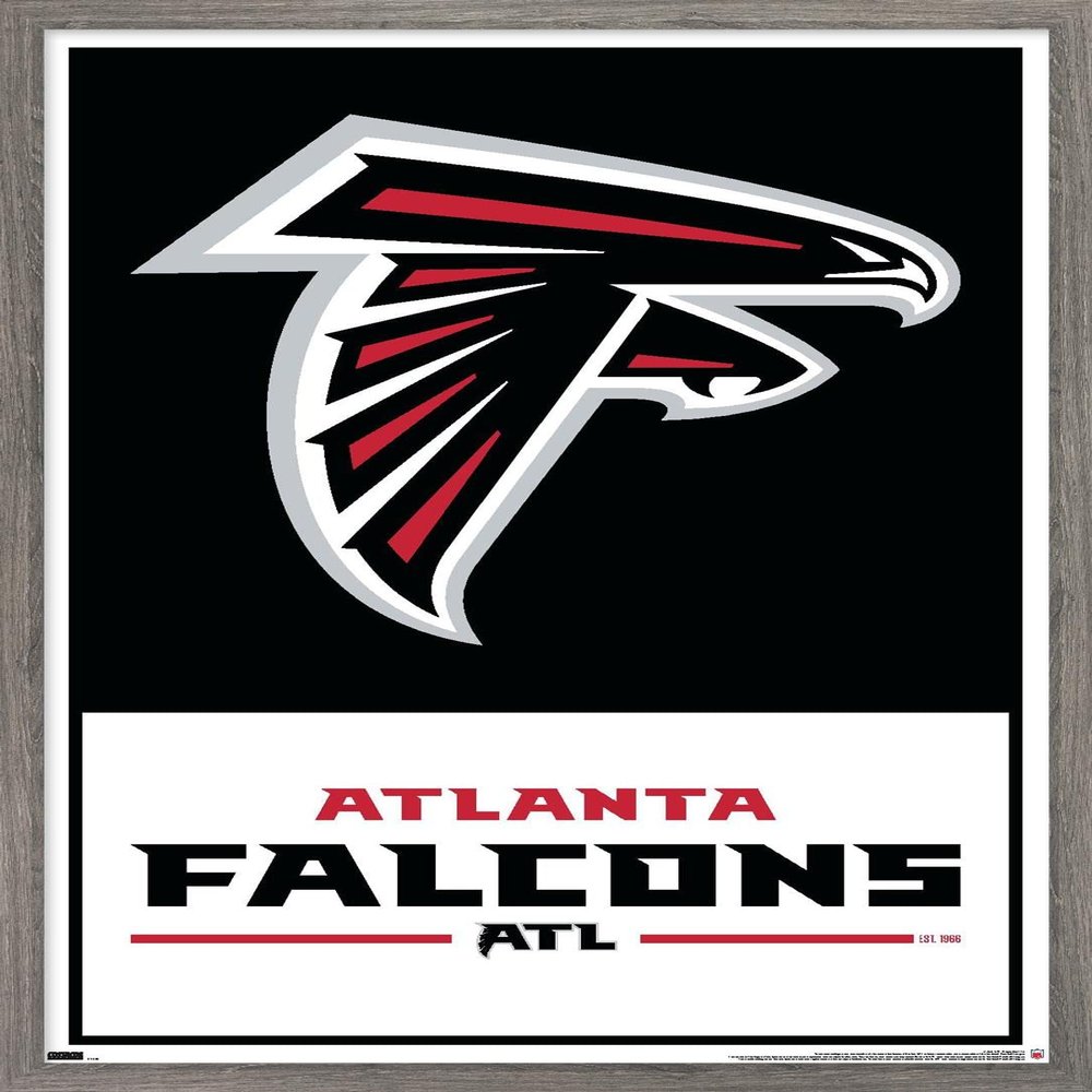 Trends International NFL Atlanta Falcons - Logo 21 Wall Poster, 22.4L x 14.7W, Barnwood Framed Version