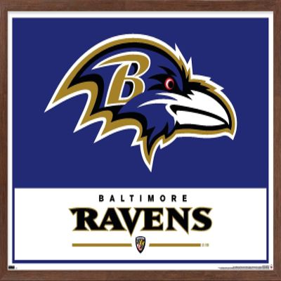 NFL Baltimore Ravens - Logo 21 Wall Poster, 34L" x 22.4W", Mahogany Framed Version