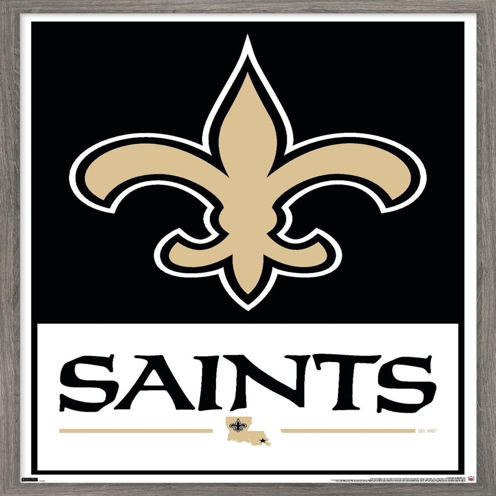 Trends International NFL New Orleans Saints - Logo 21 Wall Poster, 34L x 22.4W, Barnwood Framed Version