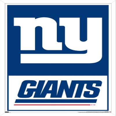Trends International NFL New York Giants - Logo 21 Wall Poster, 34L x 22.4W, White Framed Version