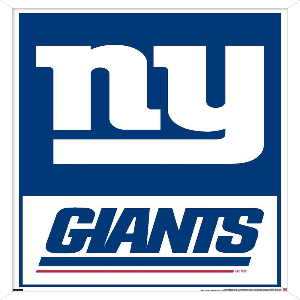 Trends International NFL New York Giants - Logo 21 Wall Poster, 34L x 22.4W, White Framed Version
