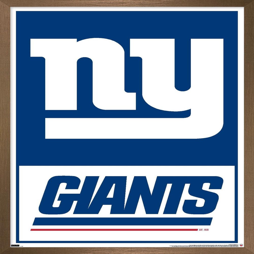 Trends International NFL New York Giants - Logo 21 Wall Poster, 34L x 22.4W, Bronze Framed Version