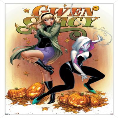 Trends International Marvel Comics Ghost Spider - Gwen Stacy #1 Wall Poster, 22.4L x 14.7W, White Framed Version
