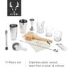 Viski Bartender Kit and Barware Set Includes Boston Cocktail Shakers, Mixing Glass, Jigger, Muddler, Strainer, Bar Spoon, Whiskey Glasses, Ice Bag, Mallet, and Cocktail Picks, Home Bar Gifts, 17-Piece view 2
