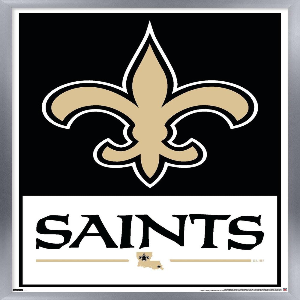 Trends International NFL New Orleans Saints - Logo 21 Wall Poster, 34L x 22.4W, Silver Framed Version