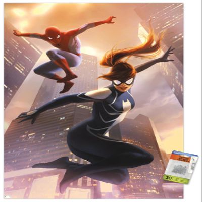 Trends International Marvel Comics Spider-Man - Spider-Girl #8 Wall Poster, 22.37" x 34.00", Premium Poster & Push Pin Bundle