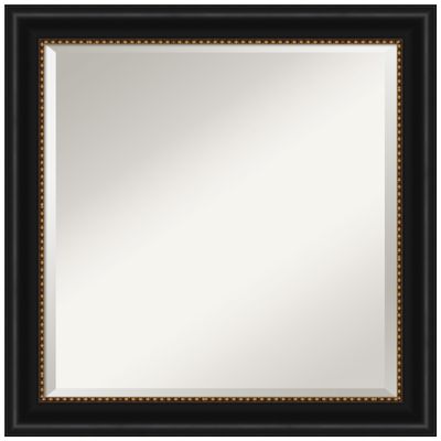 Amanti Art Black Wall Mirror 24x24 Manhattan Black Square Bathroom Mirror for Wall Decor Living Room, Medium Traditional Frame, Hangs Horizonally and Vertically, Bathroom Decor, Beveled Edge