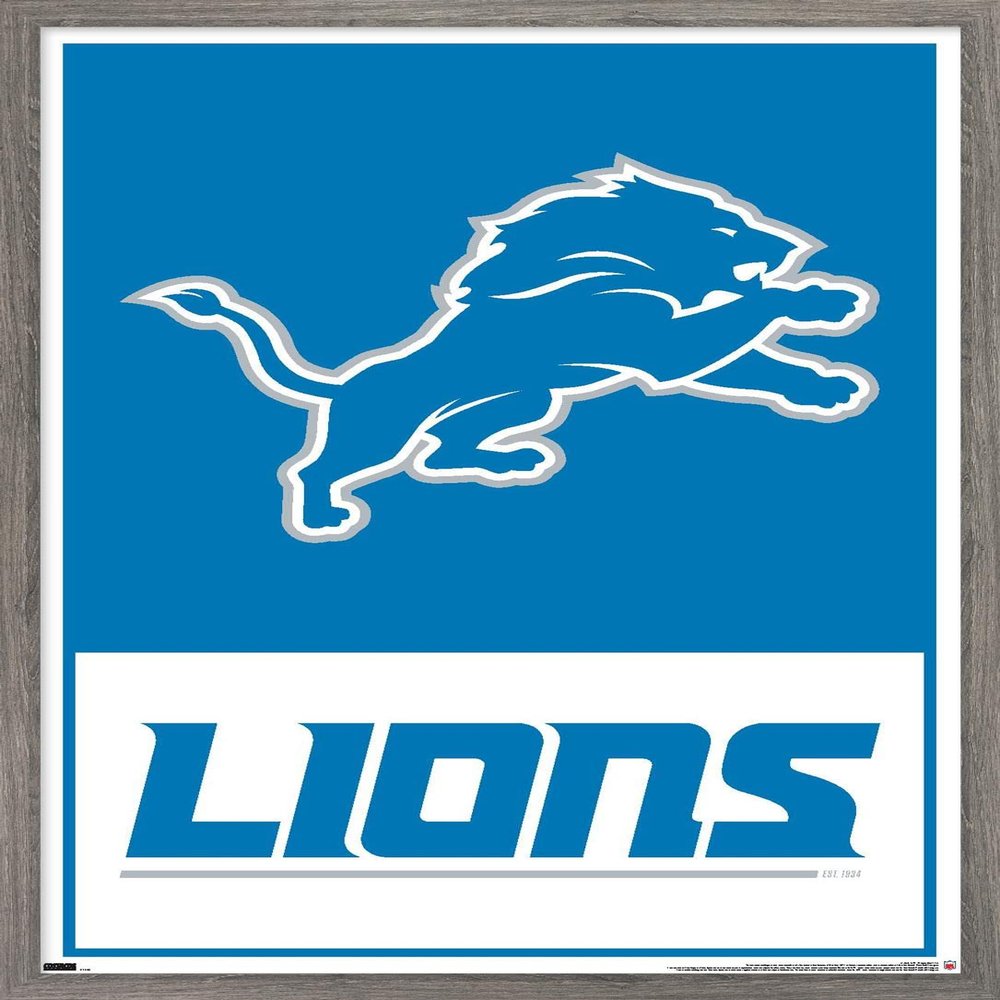 NFL Detroit Lions - Logo 21 Wall Poster, 34L" x 22.4W", Barnwood Framed Version