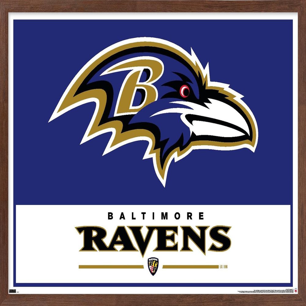 NFL Baltimore Ravens - Logo 21 Wall Poster, 22.4L" x 14.7W", Mahogany Framed Version