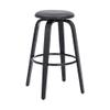 Armen Living Harbor Mid Century Modern 26" Seat Height Backless Swivel Gray Faux Leather and Black Wood Bar Stool for Kitchen Island Counter view 1