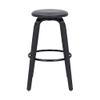 Armen Living Harbor Mid Century Modern 26" Seat Height Backless Swivel Gray Faux Leather and Black Wood Bar Stool for Kitchen Island Counter view 4