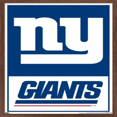 Trends International NFL New York Giants - Logo 21 Wall Poster, 34L x 22.4W, Mahogany Framed Version